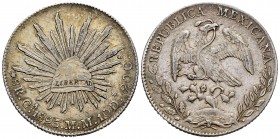 México. 8 reales. 1895. Chihuahua. MM. (Km-377.2). Ag. 26,87 g. MBC+. Est...30,00.