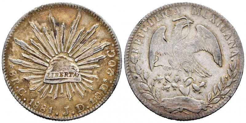 México. 8 reales. 1881. Culiacán. JD. (Km-377.3). Ag. 26,96 g. MBC+/EBC-. Est......