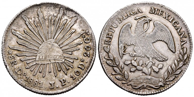 México. 8 reales. 1881. Durango. JP. (Km-377.4). Ag. 27,07 g. EBC-. Est...60,00....