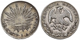 México. 8 reales. 1879. Guadalajara. JA. (Km-377.6). Ag. 26,90 g. MBC. Est...25,00.