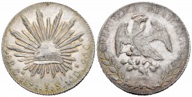 México. 8 reales. 1891. Guadalajara. JS. (Km-377.6). Ag. 26,96 g. Brillo original. EBC-. Est...60,00.