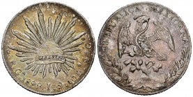 México. 8 reales. 1892. Guadalajara. JS. (Km-377.6). Ag. 26,96 g. MBC. Est...35,00.