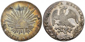 México. 8 reales. 1878. Oaxaca. AE. (Km-377.11). Ag. 26,97 g. Pátina ligeramente iridiscente. EBC-/EBC. Est...80,00.