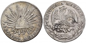 México. 8 reales. 1879. Oaxaca. AE. (Km-377.11). Ag. 27,09 g. MBC+. Est...40,00.