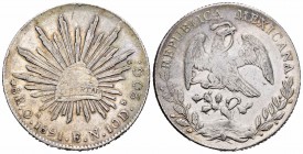 México. 8 reales. 1891. Oaxaca. AE. (Km-377.11). Ag. 26,92 g. Escasa. MBC. Est...25,00.