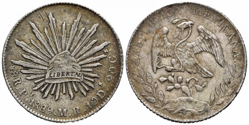 México. 8 reales. 1889. San Luis de Potosí. MR. (Km-377.12). Ag. 27,08 g. Rayas ...