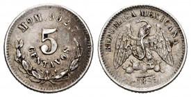 México. 5 centavos. 1895. México. M. (Km-398.7). Ag. 1,33 g. MBC+. Est...10,00.