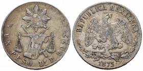 México. 1 peso. 1873. Durango. P. (Km-408.2). Ag. 26,52 g. MBC-. Est...20,00.