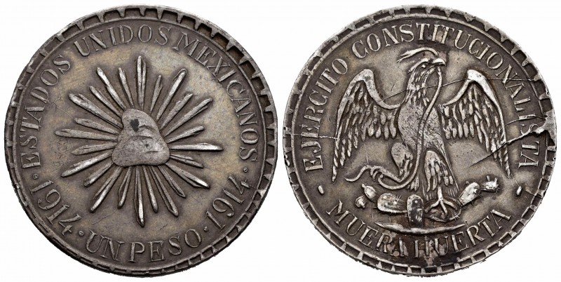 México. 1 peso. 1914. Durango. (Km-621). Ag. 22,99 g. Época Revolucionaria. Tipo...