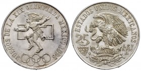 México. 25 pesos. 1968. México. (Km-479.1). Ag. 22,62 g. Juegos Olímpicos de México 1968. EBC+. Est...25,00.