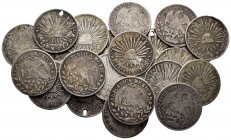 México. Lote de 23 piezas de plata de 2 reales de Guanajuato de la primera república. A EXAMINAR. BC/MBC. Est...175,00.