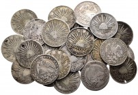 México. Lote de 29 piezas de plata de 2 reales de Zacatecas de la primera república. A EXAMINAR. BC/MBC. Est...200,00.