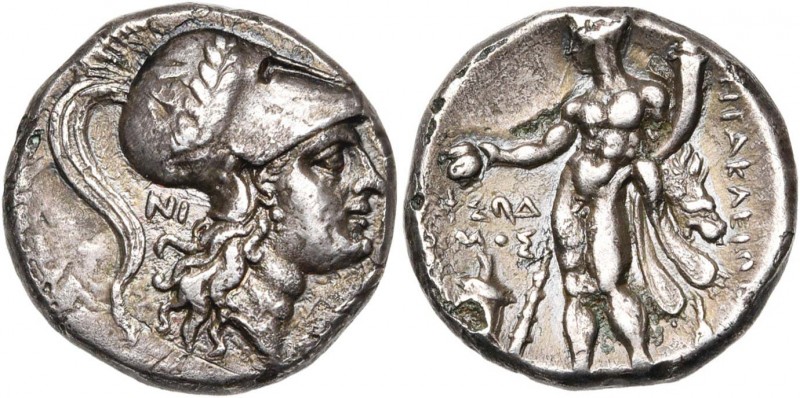 LUCANIE, HERACLEE, AR statère, 280-272 av. J.-C. D/ T. casquée d''Athéna à d., l...