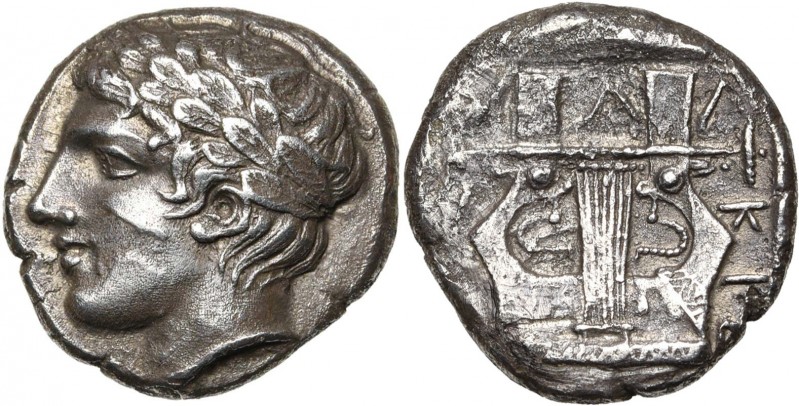 MACEDOINE, OLYNTHOS, Ligue chalcidienne, AR tétradrachme, 417-412 av. J.-C. D/ T...