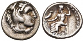 ROYAUME DE MACEDOINE, Alexandre III le Grand (336-323), AR drachme, 328-323 av. J.-C., Lampsaque. D/ T. d''Héraclès à d., coiffé de la dépouille de li...