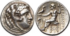 ROYAUME DE MACEDOINE, Alexandre III le Grand (336-323), AR drachme, 300-295 av. J.-C., Milet. D/ T. d''Héraclès à d., coiffé de la dépouille de lion. ...