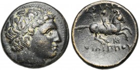 ROYAUME DE MACEDOINE, Philippe III Arrhidée (323-316), AE bronze, 323-319 av. J.-C., Milet. D/ T. d''Héraclès à d., coiffé de la dépouille de lion. R/...