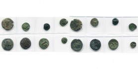 SICILE, PANORMOS, lot de 8 bronzes: T. d''Athéna/Triskèle, T. de Zeus/Guerrier, T. d''Aphrodite/Colombe, T. de Déméter/Proue, T. de Déméter/Double cor...