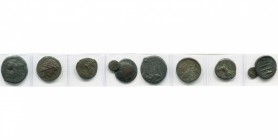 SICILE, lot de 5 bronzes: Ameselon, AE27, T. d''Athéna à d./Trépied (rare); Syracuse, Hicétas, T. de Zeus à d./Aigle à g. (TB à SUP); émission siculo-...