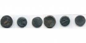 SICILE, lot de 3 bronzes: Agrigente, hémilitre, 425-406 av. J.-C., Aigle à d./Crabe; Syracuse, hémidrachme, 367-344 av. J.-C., T. de Zeus à d./Foudre;...