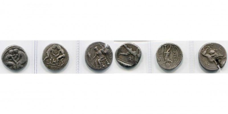 lot de 3 statères: Pamphylie, Aspendos, Deux lutteurs/Frondeur; Pisidie, Selge, ...