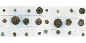 lot de 11 bronzes et 1 tétradrachme, dont: Carie, Rhodes, T. d''Hélios/Rose (2, AE10); Pisidie, Selge, Héraclès/Foudre; royaume de Cilicie, Philopator...
