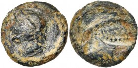 GAULE TRANSALPINE, Massalia, AE petit bronze, après 49 av. J.-C. D/ T. casquée à g. R/ Galère à g. MHM 83-84; Brenot, Lyon, 250; Feugère-Py PBM-83/84....