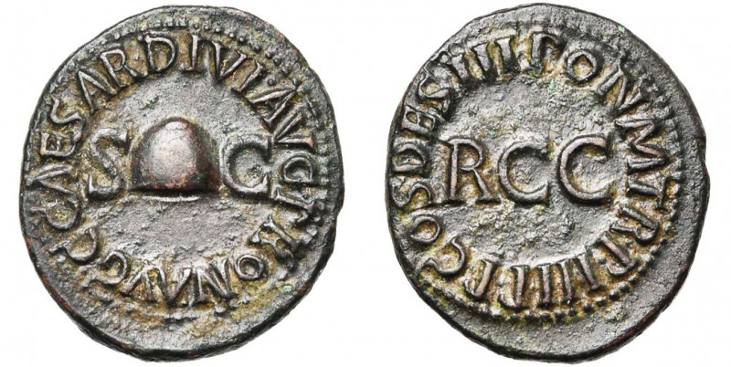 CALIGULA (37-41), AE quadrans, 39, Rome. D/ C CAESAR DIVI AVG PRON AVG Pileus en...