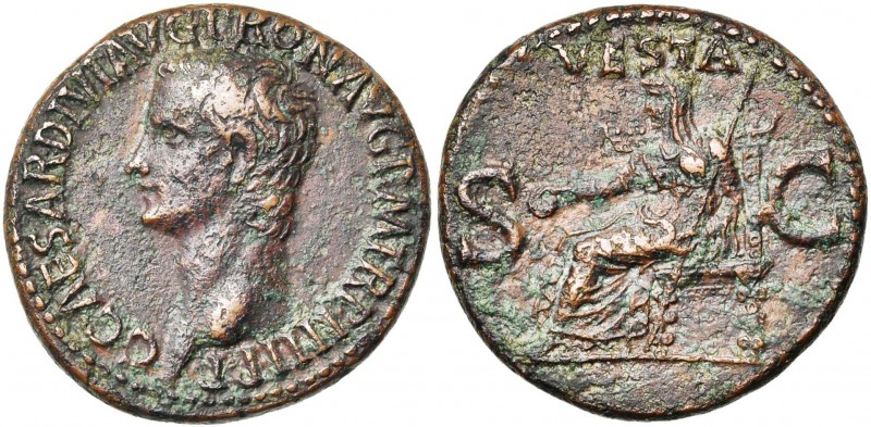 CALIGULA (37-41), AE as, 40, Rome. D/ C CAESAR DIVI AVG PRON AVG P M TR P IIII P...