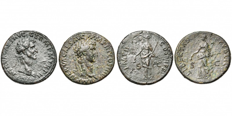 NERVA (96-98), lot de 2 sesterces: Rome, R/ Libertas deb. à g., ten. un pileus (...