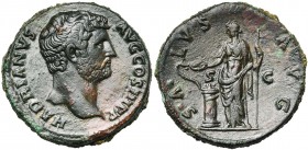 HADRIEN (117-138), AE sesterce, 119-138, Rome. D/ HADRIANVS - AVG COS III P P T. nue à d. R/ SALVS AVG/ S-C Salus deb à g., une patère dans la main d....