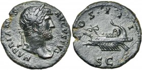 HADRIEN (117-138), as, 119-138, Rome. D/ HADRIANVS- AVGVSTVS T. l. à d. R/ COS III/ SC Galère avec rameurs et vexillum à g. BMC 439, 1345; RIC 674; C....