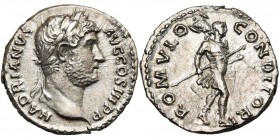 HADRIEN (117-138), AR denier, 134-138, Rome. D/ HADRIANVS AVG COS III PP T. l. à d. R/ ROMVLO CONDITORI Romulus marchant à d., ten. une lance et un tr...