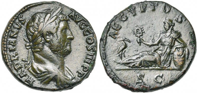 HADRIEN (117-138), AE as, 134-138, Rome. D/ HADRIANVS- AVG COS III PP B. l., dr....