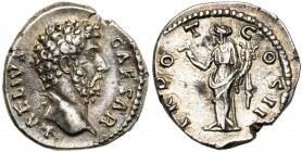 AELIUS César (136-138), AR denier, 137, Rome. D/ L·AELIVS- CAESAR T. nue à d. R/ TR PO-T - COS II Fortuna-Spes deb. à g., ten. une fleur de la main d....