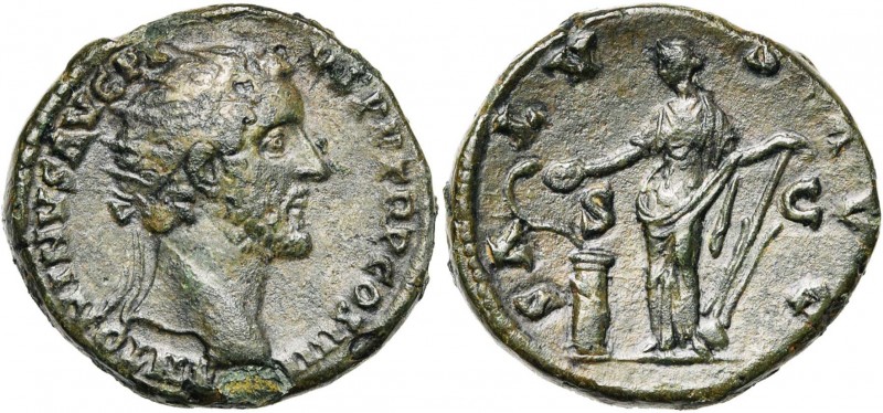 ANTONIN le Pieux (138-161), AE dupondius, 145-161, Rome. D/ ANTONINVS AVG PI-VS ...