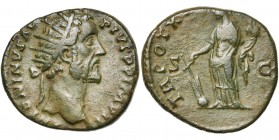 ANTONIN le Pieux (138-161), AE dupondius, 157-158, Rome. D/ ANTONINVS AVG - PIVS PP IMP II T. r. à d. R/ TR POT XXI COS IIII/ S - C Fortuna deb. à g.,...