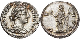 LUCILLA, femme de Lucius Verus, AR denier, 164-169, Rome. D/ LVCILLAE AVG ANTONINI AVG F B. dr. à d. R/ VE-NVS Vénus deb. à g., ten. une pomme et un l...