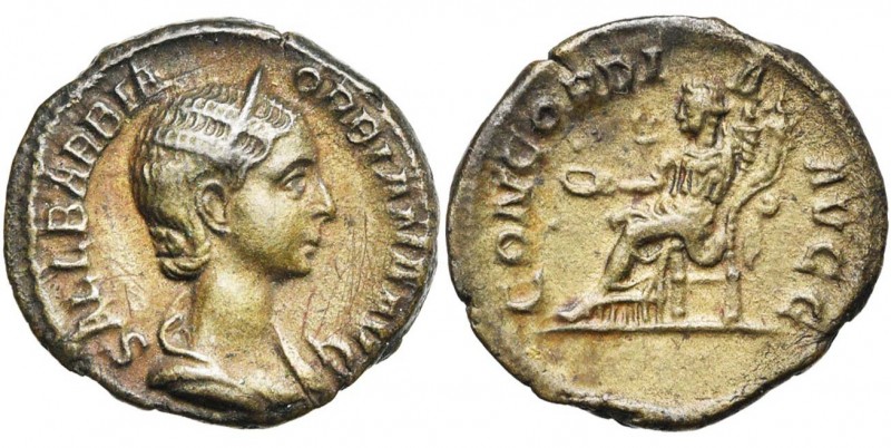 ORBIANA, femme de Sévère Alexandre, AR denier, 225, Rome. Emission du mariage. D...