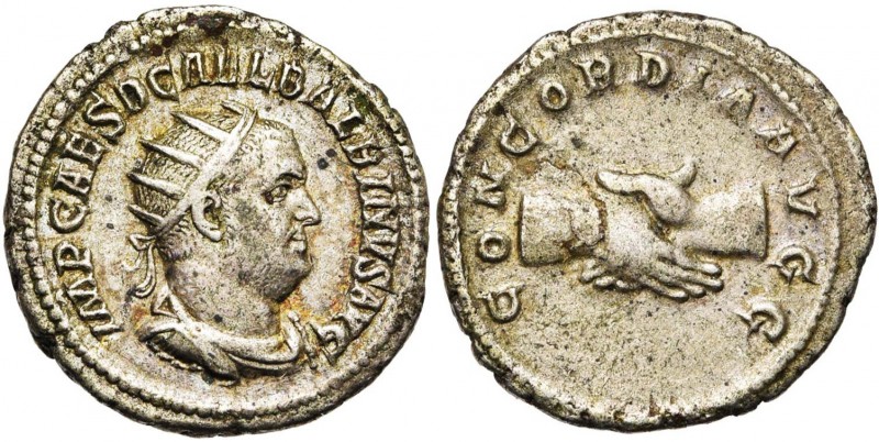 BALBIN (238), AR antoninien, Rome. D/ IMP CAES D CAEL BALBINVS AVG B. r., dr., c...