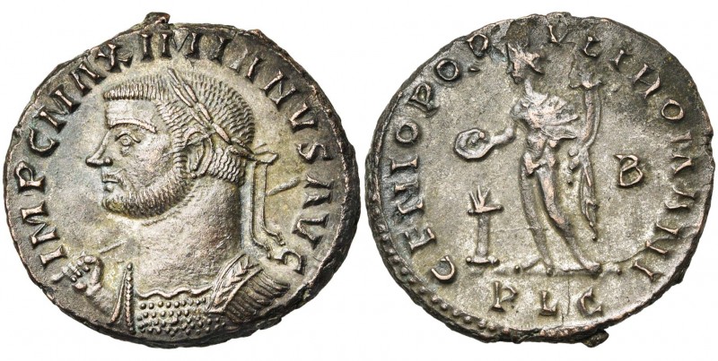 MAXIMIEN HERCULE (286-305), AE follis, 301-303, Lyon. D/ IMP C MAXIMIANVS AVG B....