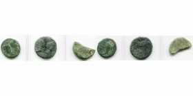 AUGUSTE (-27-14), lot de 3 bronzes frappés à Nîmes: as (2), 20-10 av. J.-C., T. d''Agrippa à g. et t. nue d''Auguste à d.; 10 av. J.-C.-10 ap. J.-C., ...