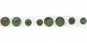 DOMITIEN (81-96), lot de 4 bronzes: sesterce (2), R/ Jupiter nicéphore, L''empereur couronné par la Victoire; as, R/ Minerve à d.; Achaïe, Patras, Dom...