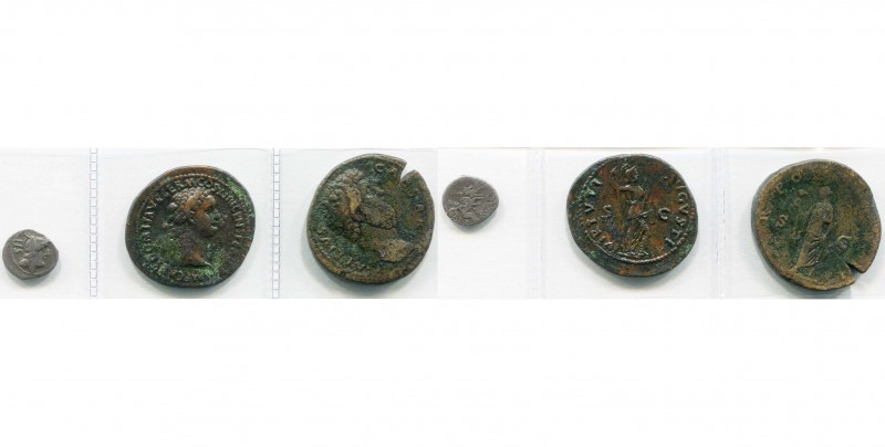 lot de 3 p.: République, émission anonyme, sesterce, ap. 211 av. J.-C., Roma/Dio...