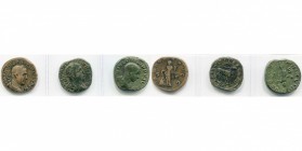 PHILIPPE Ier (244-249), lot de 3 bronzes: as (2), 244-249, R/ Annona; 248, R/ Cerf à d.; Philippe II César, sesterce, 244-246, R/ Le prince ten. un gl...