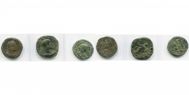 lot de 3 bronzes: Valérien Ier, sesterce, R/ Virtus; Gallien, sesterce, R/ Conco...