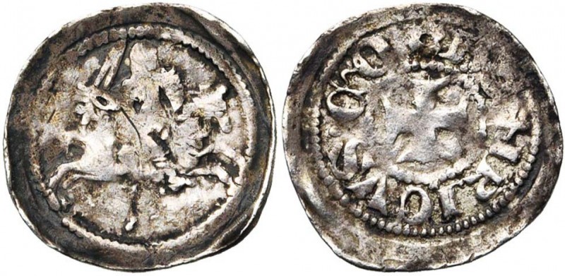 FRANCE, VAUDEMONT, Comté, Henri II (1279-1299), AR denier. Imitation du denier a...