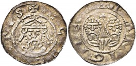 NEDERLAND, FRIESLAND, Graafschap, Egbert II (1068-1090), AR denier, 1068-1077 (?), Emnighem (Westerenden). Vz/ + ECBERTVS Gekroond bb. v.v. Kz/ + EMNI...