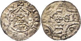 NEDERLAND, HOLLAND, Graafschap, Dirk IV (1039-1049), AR denarius, voor 1047, Rijnsburg. Naar Dortmunds, Keuls en Andernachs voorbeeld. Vz/ + RINESBVRG...