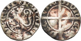 NEDERLAND, KUINRE, Jan II (1337-ca 1360), AR halve groot, na 1354. Vz/ + IOHANNES DE CON Klimmende leeuw n. l. Kz/ MON-ETA- DE C-VRE Lang gevoet kruis...